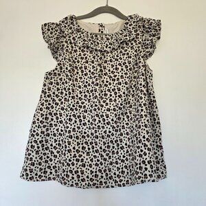 Janie and Jack Blouse Top Silky Leopard Animal Print Ruffles Girl's Size 12 NEW
